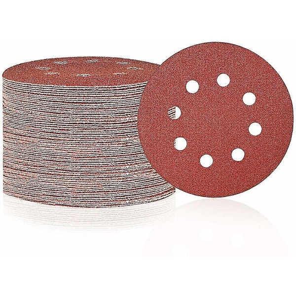 150 stk. 8-huls slibeskiver, 120 grit, slidstærkt sandpapir til excentersliber til træ, metal, marmor, plast