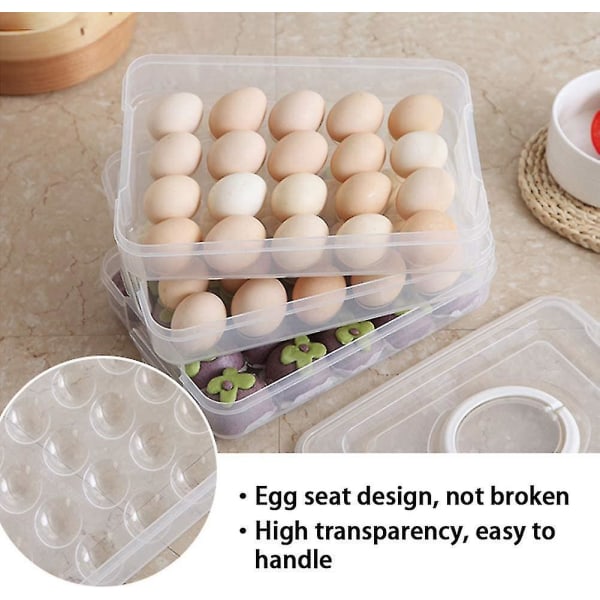 Eggholder, 3-lags Deviled Egg Skuff med lokk Eggeholdereske Dispenserbeholder med håndtak for 60 egg