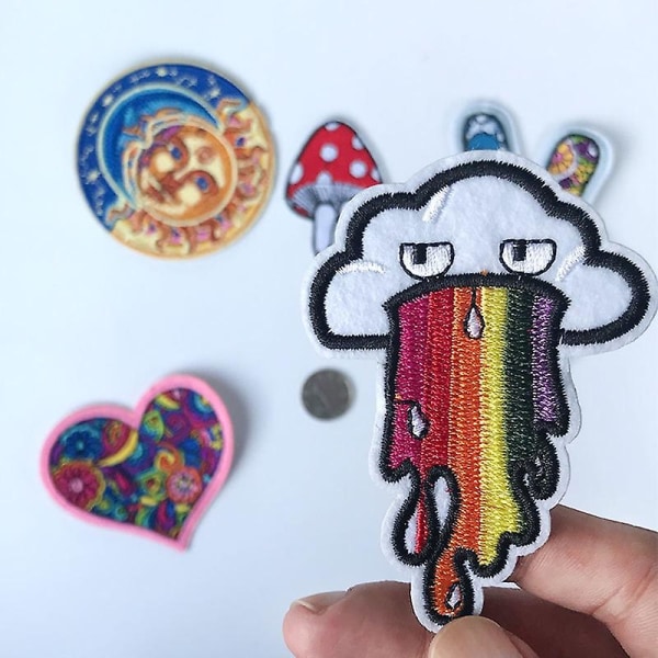 Patch broderet applikation sol måne og stjerner mønster - stryge-på patch