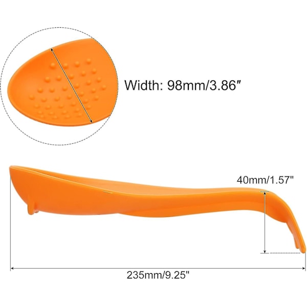 2 kpl silikonista valmistettua lusikanalustaa, 9,25\" x 3,86\", lämmönkestävä keittiövälineteline, lasta, kauha-alusta tiskille, liedelle, oranssi