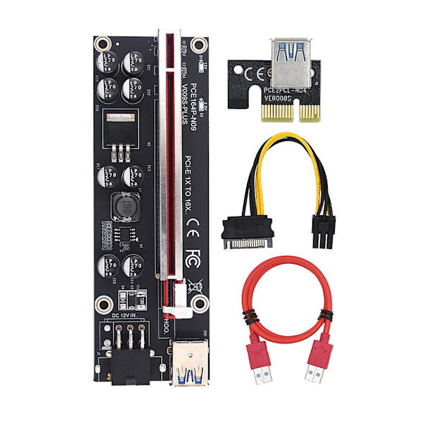 Ver009s Plus Pci-e Riser -kortti Gpu Mining Pcie X1 To X16 6pin Power Usb3.0 -kaapeli