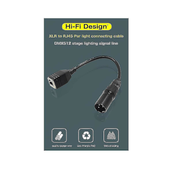 Sovitinmuunnin DMX-kaapeli jatkokaapeli XLR 3-napainen RJ45-verkkoliitäntään (naaras)