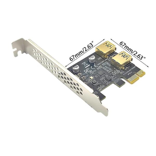 2-portars Pci-e X1 Riser-kort Usb3.0 till Usb3.2 Gen 1 Adapter Riser Tilläggskort