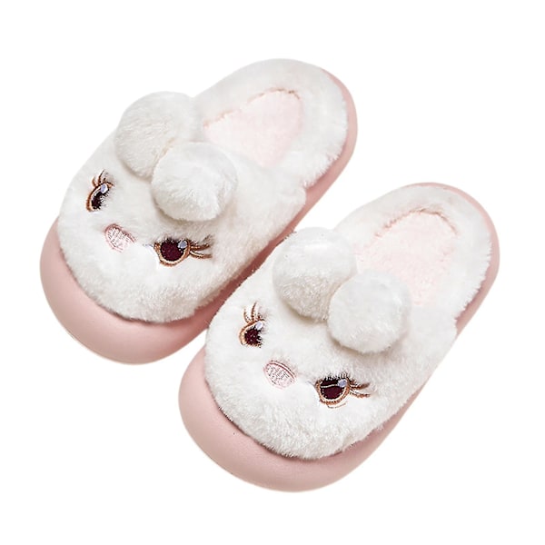 Barns bomullsslippers Slitestyrke Sklisikre Sandaler Vinter Varme Bomullssko Høy Kvalitet rabbit white 17cm