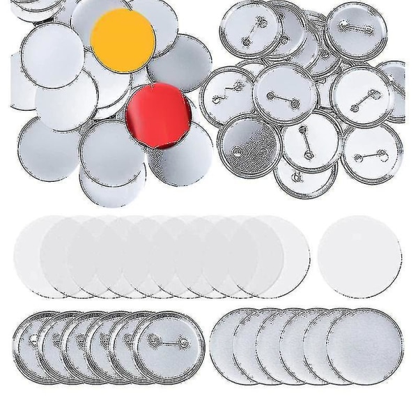 100 set runda knappdelar Tillbehör för blanktillverkning 58 mm metallknapptillverkningssatser, tom stift bak men
