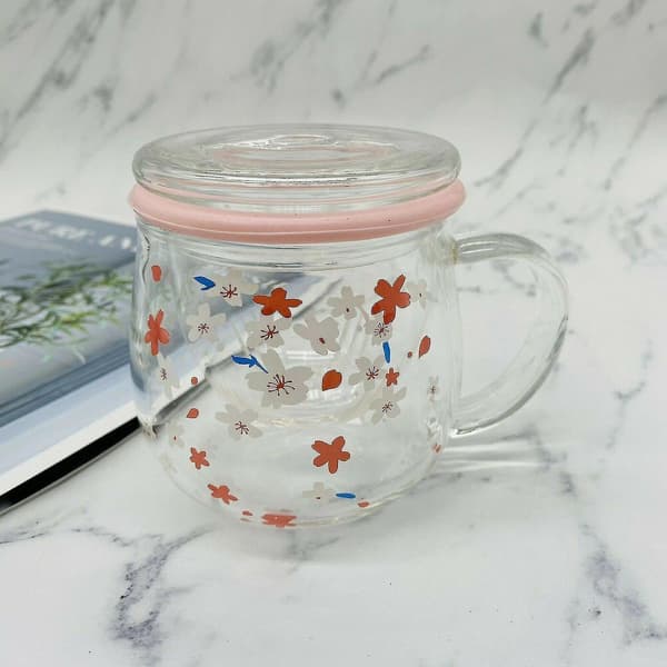 Sakura Mug Glasmugg Med Teinfuserfilter & Lock Cherry Blossoms Kopp Set Blossoms Blomster Tekopp 300