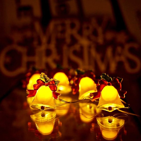 2m 20 Ljus Juldekorationer Julklockor Led Lights String Julgransdekorationer med festlig atmosfär