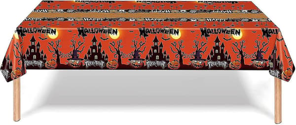 Halloween Dugtøj Orange Gyser Græskar Plastik Rektangulær Halloween Dug
