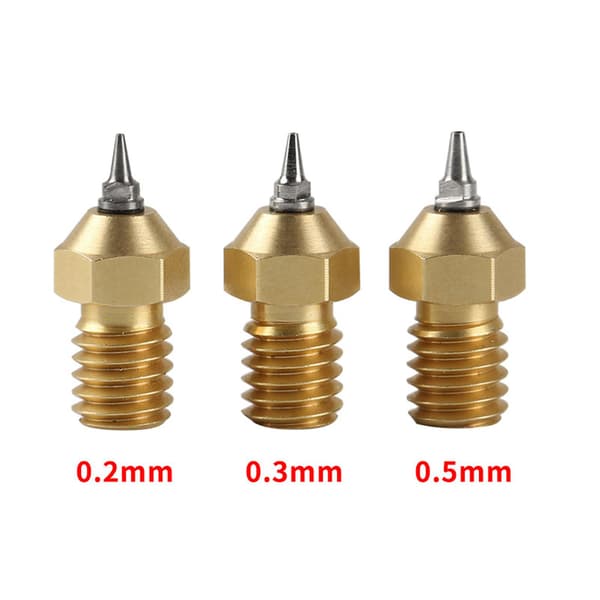 3 stk 0,2/0,3/0,5 mm 3D-skriverdyse med avtagbare rustfrie stålspisser
