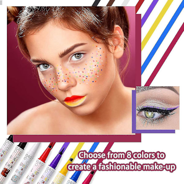 8 kpl väriä matta nestemäinen eyeliner-setti, värikkäät silmäkynät vedenpitävä eyeliner-nestekynä