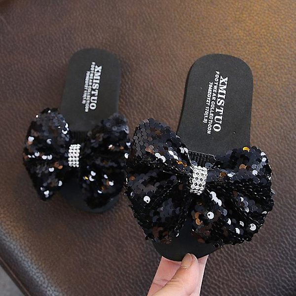 Jwl-princess sko flade sandaler strand slippers bløde slip black eu 29