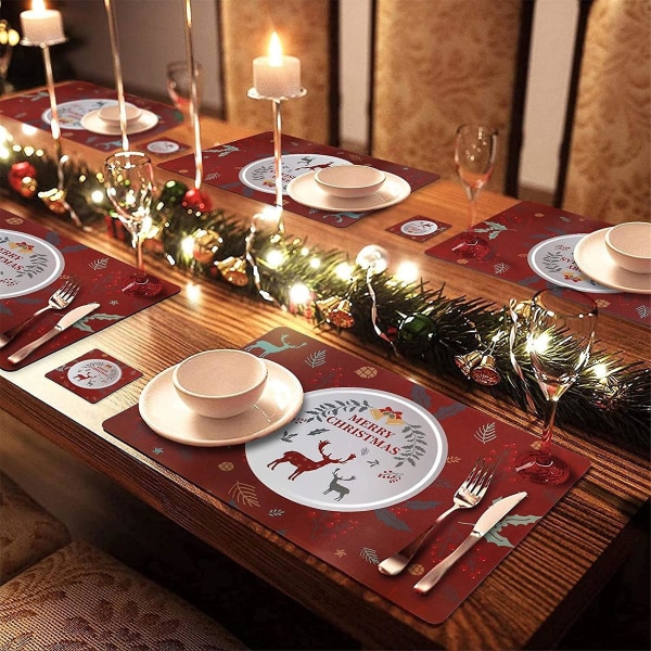 Juleservietter, 12 stykker juledekkebrikker og bordbrikker