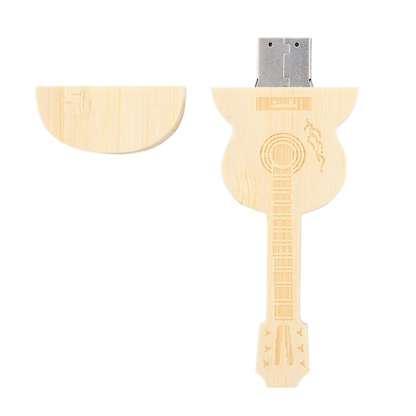 Wooden Flash Drive USB 2.0 64GB Guitar Shape Memory Stick for PC Storage