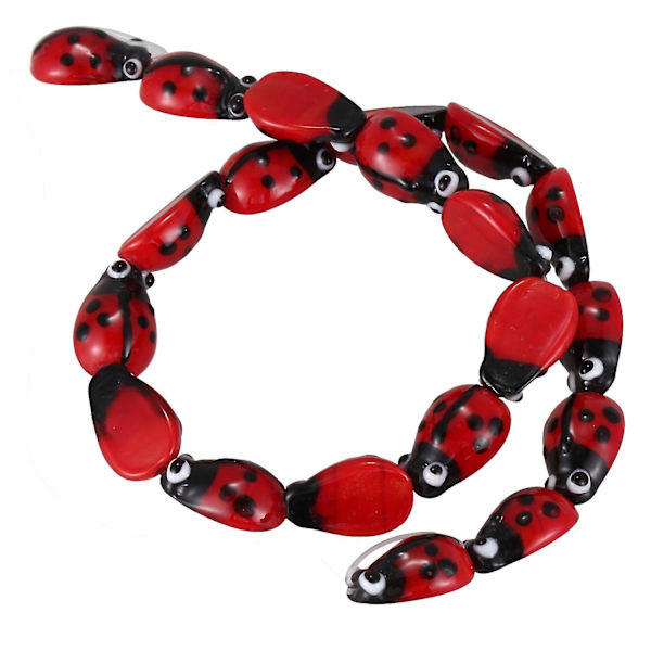20 stk. Lampwork Glasperler Rød 15x10mm