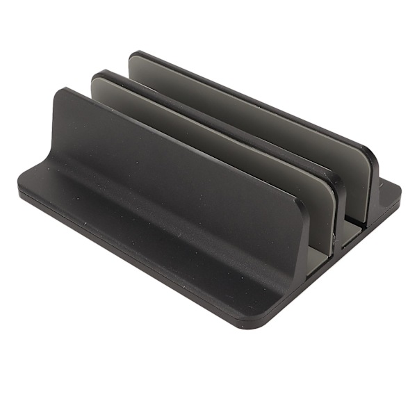 Aluminiumlegering Vertikal Dobbelt Laptop Stativ Holder med Kølefunktion, Sort