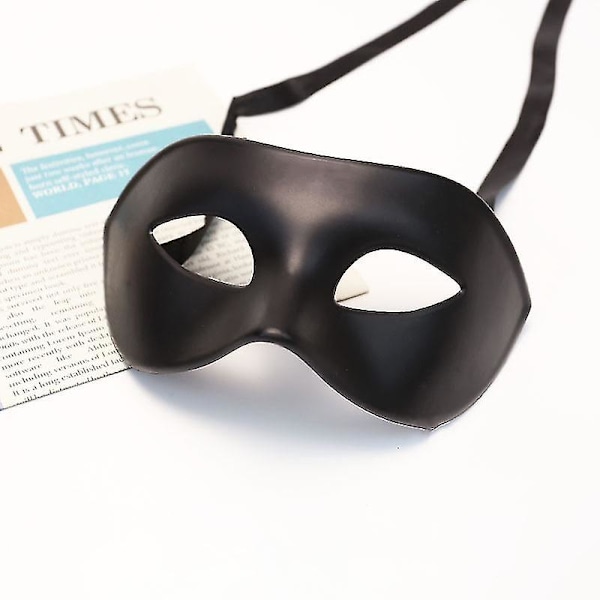 2* Herremaske Sort Mat Klassisk Stil Venetiansk Maske, Maskerade, Burlesque Boldfest (sort One Size)