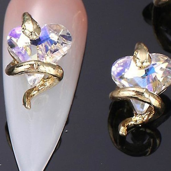 3 st DIY nageldekorationer orm runt 3D hjärta konstgjorda kristallberlocker nagelkonst strass telefonfodral dekorationstillbehör manikyrtillbehör E