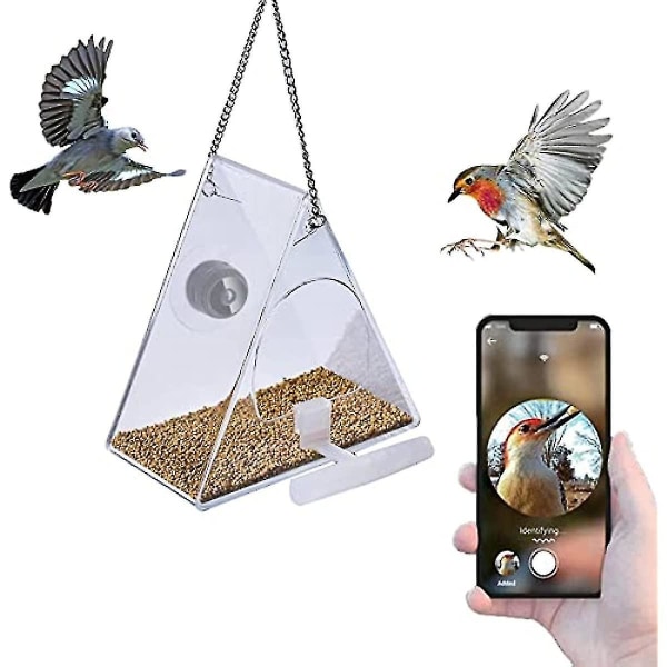 Smart fuglemater med kamera, hd 1080p trådløst wifi nattversjon videokamera, 170 ultravidvinkelobjektiv, fjernkontroll for mobiltelefonvisning