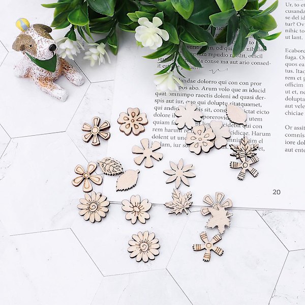 100 stk/sett Blomsterblader Naturlig Treskiver Fotografi Rekvisitt Juledekor