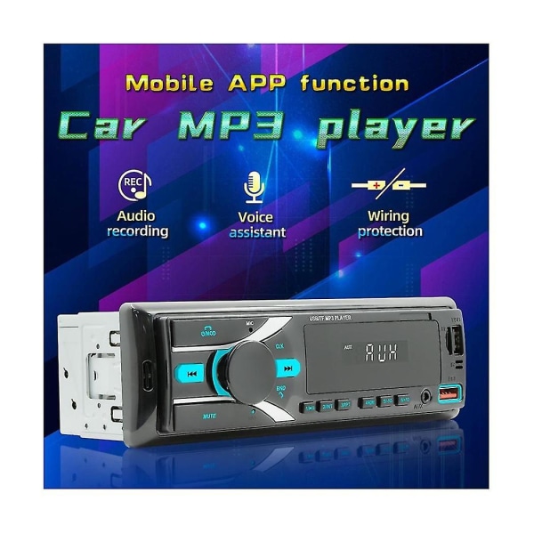 Autoradio Bilstereo Bluetooth Single Din Mp3-spiller med appkontroll Am Fm Radio Aux-inngang 2usb R