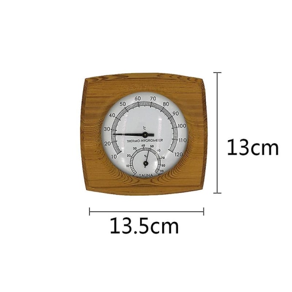 Badstuetermometer, 2-i-1 tre innendørs termometer og hygrometer med massiv treramme