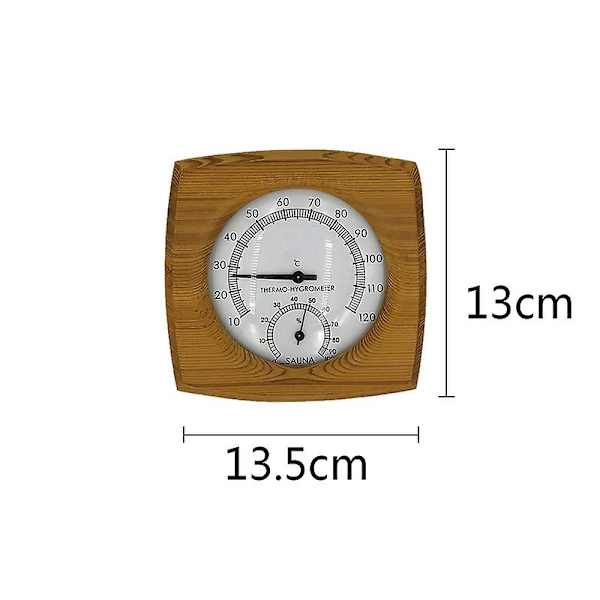 Bastutermometer, 2-i-1 inomhus termometer och hygrometer i trä med ram i massivt trä