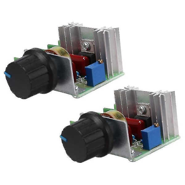 2 stk hastighetsregulator for vekselstrømsmotor AC 220v 2000w tyristor motorhastighetskontroll justerbar effekt Co