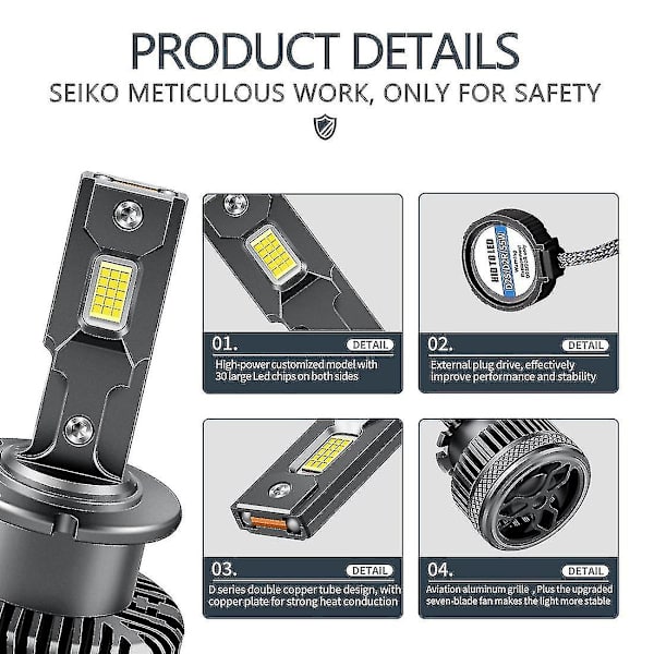 D2s/d2r Bilstrålkastare Glödlampa 110w 40000lm 6000k Vit Auto Ljus Led Uppdateringskit