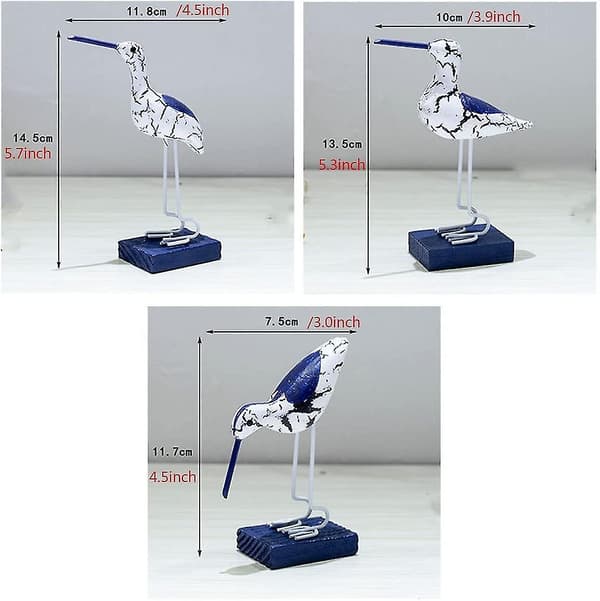 Nautiska Kustfåglar Figur Ornament Romantisk (3-pack)