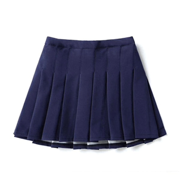 Tyttöjen korkeavyötäröinen laskostettu vetoketjullinen tennistyylinen luisteluhame (lapsille) navy blue 100cm  1-2 years