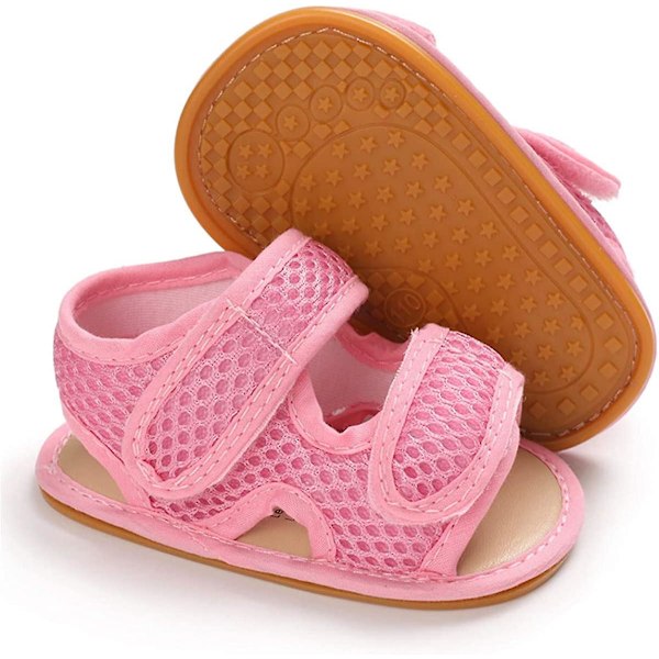 Baby Pojkar Flickor Sommar Sandaler Mjuk Sula Canvas Stängd Tå Småbarn Spädbarn Utomhus Promenadskor f pink 12-18 months toddler