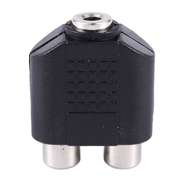 3,5 mm Hun-stik til Dobbelt Hun-RCA Jack AV Adapter Splitter Sort