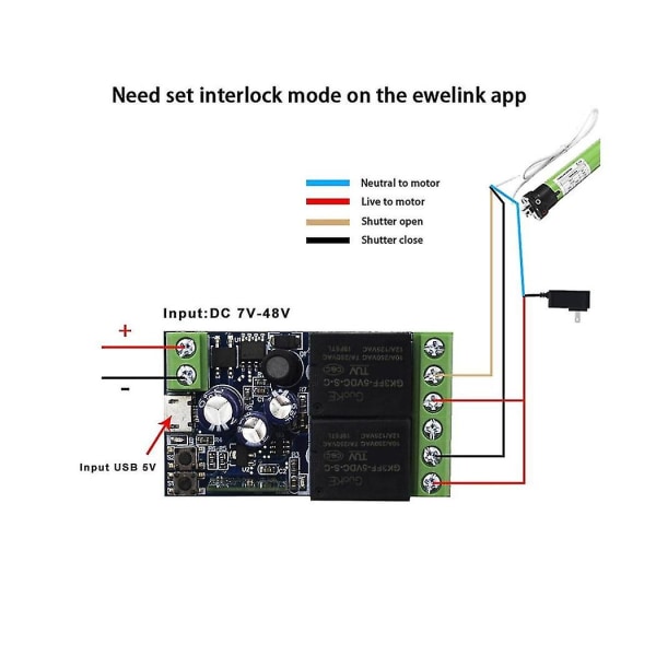 USB 5V/DC7-48V Ewelink Smart Wifi-brytare Universal Relämodul 2-kanals Trådlös Brytare Timer Telefonfjärrkontroll