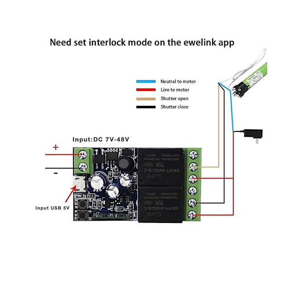 USB 5V/DC7-48V Ewelink Smart Wifi Switch Universal Relay Modul 2ch Trådløs Switch Timer Telefon Fjernbetjening