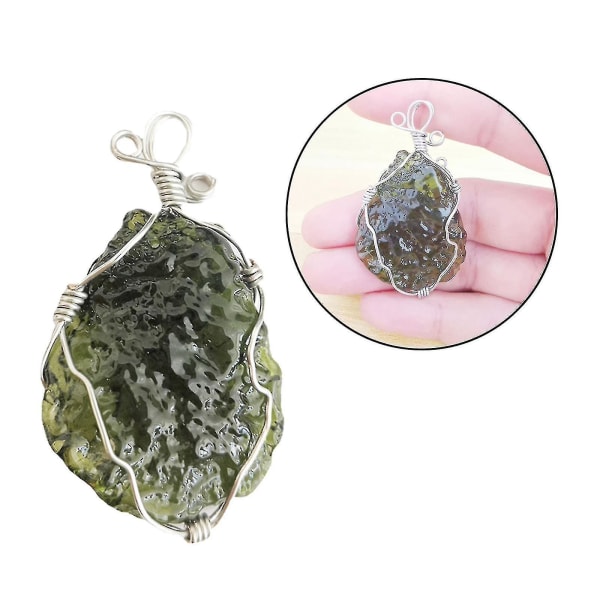 Moldavit Kristall Halsband Moldavit Grön Kristall Halsband Moldavit Kristaller Moldivit Meteorit Äkta Hänge Sten Manuell Halsband