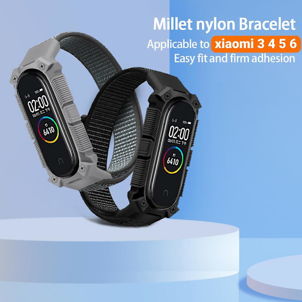 Nylonreim med skall for Xiaomi Mi Band 6/5/4/3 - Sportsreim for Xiaomi Band