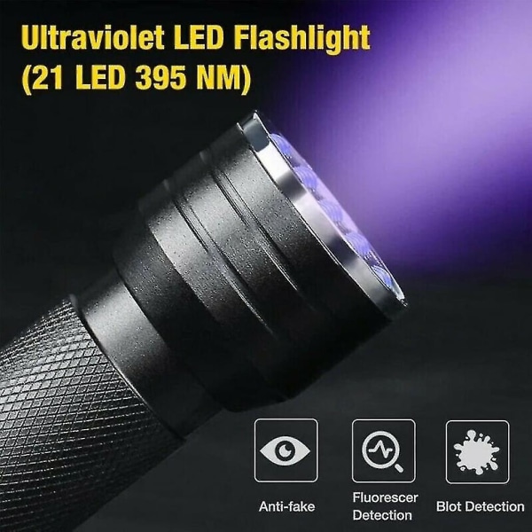 Uv Black Light Torch - Uv-lampe med 21x LED - Energieffektivitetsklasse: A - Høy belysning