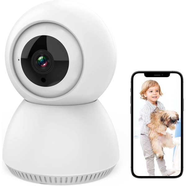 Husdjurskamera, panorerande/lutande baby för baby/äldste/husdjur, 1080p Wi-fi-kamera med 2-vägsljud Endast för användning med brittiska kontakter