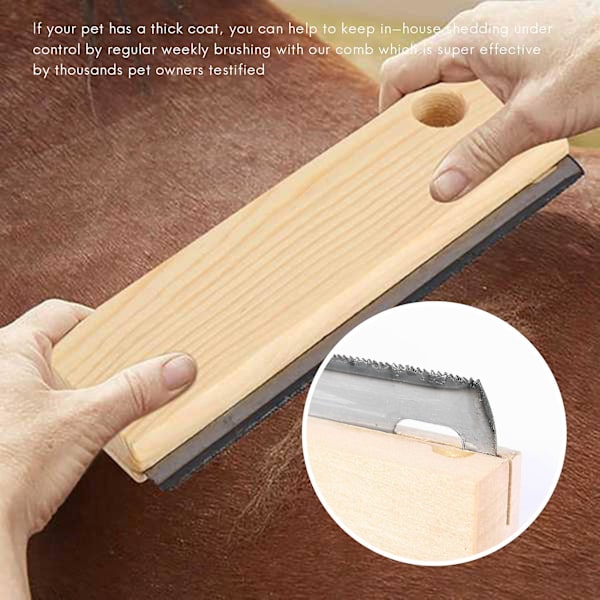 Equestrian Wood Groomer Brush Scraper Pet Hair Removal Tool No Hurt And