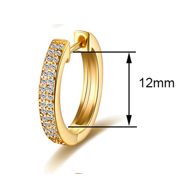 Dobbeltrad diamant rund ørespenne kobber Gullbelagt mikroinnlagte sirkon øredobber Øresmykker