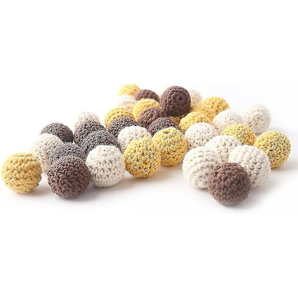 Træ hækleperler Mix Farve 20mm 10stk Diy Perler Træ Tandrelegetøj Tandrelegetøj