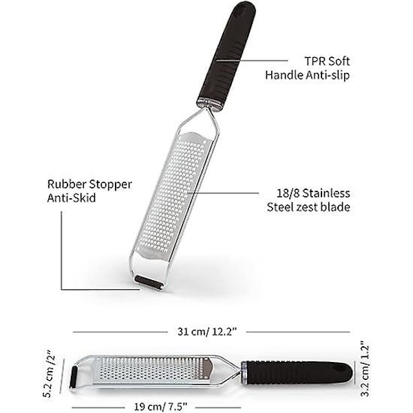 Manuel Ost Rivjern & Citrus Zester Premium Klassisk Skarp Rustfrit Stål Zester Rivjern, ideel til