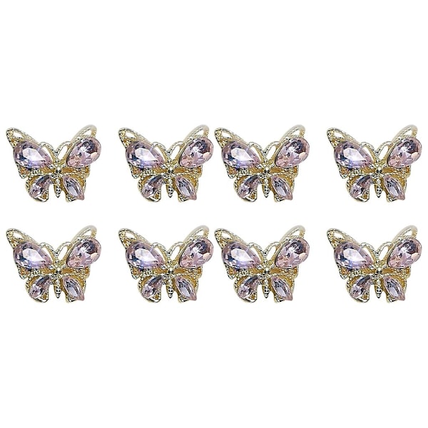 8x 3D sommerfugl-negle charms flash krystall negle charms DIY manikyr neglekunst smykker neglekunst dekorasjoner for kvinner jenter 2267