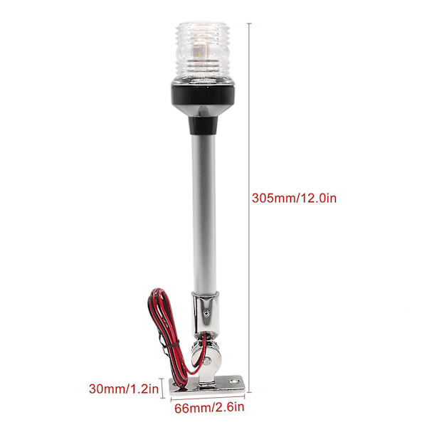 12 tum LED 360 graders ljus 316 rostfritt stål 4000-4500k 5w Ip66 skruvfixering ingår Signalljus