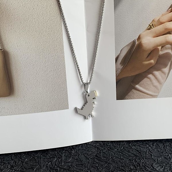 Rustfritt stål kjede dinosaur anheng kjede fans gave choker kjede