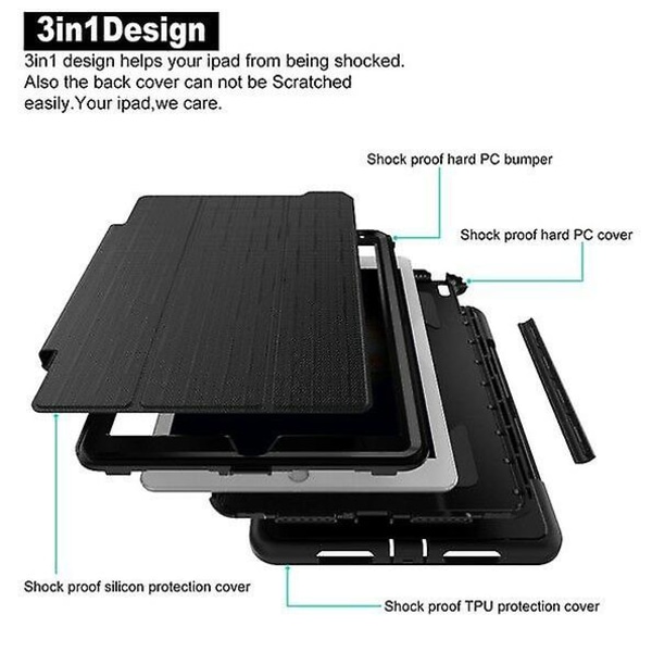 Stötsäker Smart Magnetic Hard Back Case Cover För Apple Ipad 4 3 2 Mini Air Pro