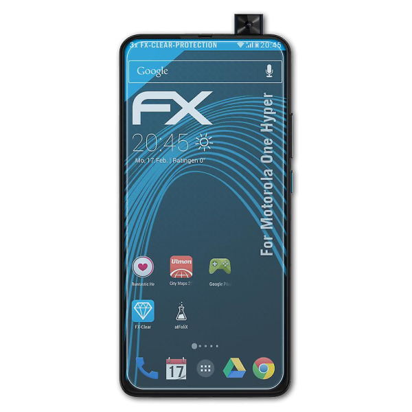 atFoliX 3x beskyttelsesfolie kompatibel med Motorola One Hyper Displaybeskyttelsesfolie klar