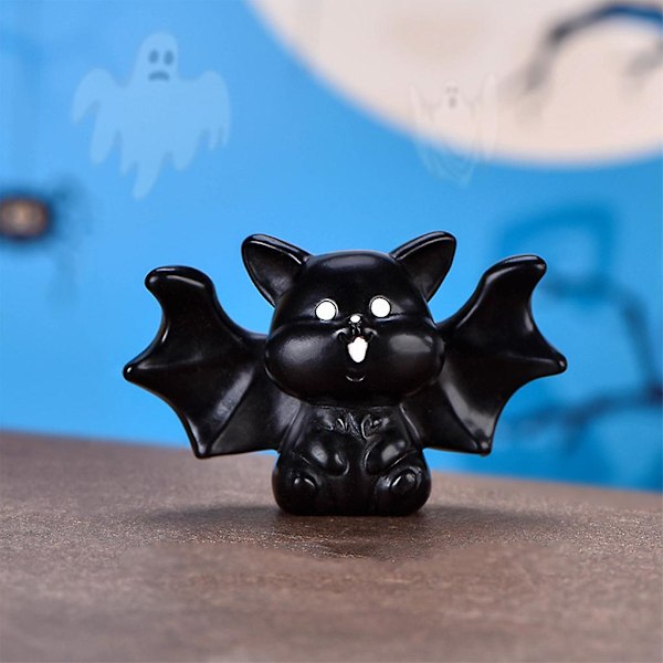 Söta miniatyrspöken häxa fladdermus pumpa hus Halloween mini figurer prydnad