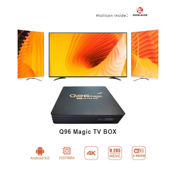 2023 Ny Q96 W2 Hemmabio 2.4/5g Dubbel Wifi Media Player Amlogic Cpu Hisilicon Hi3798m