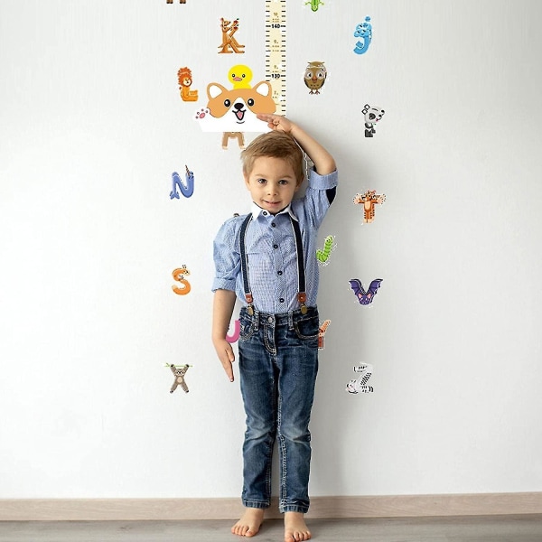 Barnehøyde veggdiagram | Magnetisk høydevekstdiagram for barn | Linjal for høydevekstdiagram med nøyaktige måleskalamål fra toppen